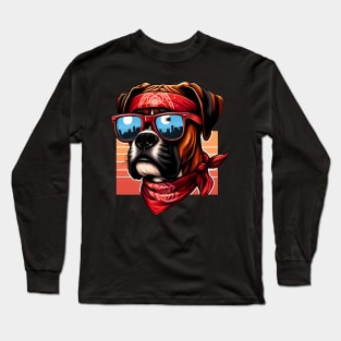 Funny Boxer Dog with Sunglasses Long Sleeve T-Shirt